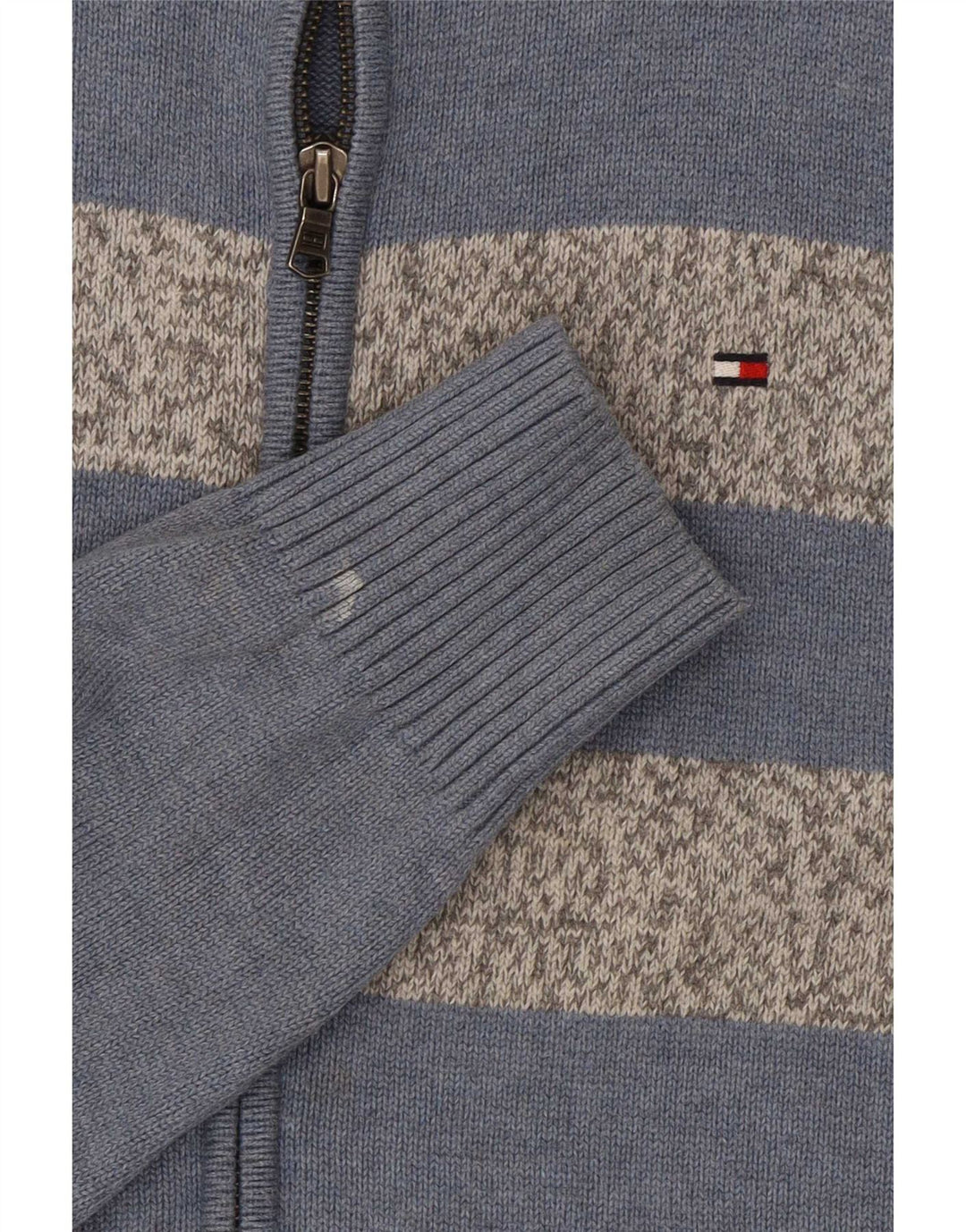 Ανδρικό πουλόβερ με ζακέτα Tommy Hilfiger, μεσαίο μπλε χρώματος βαμβακερό