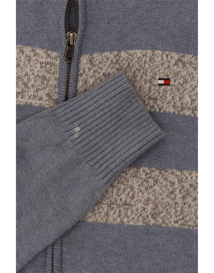 Ανδρικό πουλόβερ με ζακέτα Tommy Hilfiger, μεσαίο μπλε χρώματος βαμβακερό