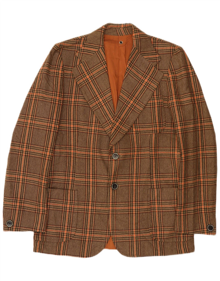 Vintage Ανδρικό σακάκι σακάκι με 2 κουμπιά UK 36 Small Brown Check