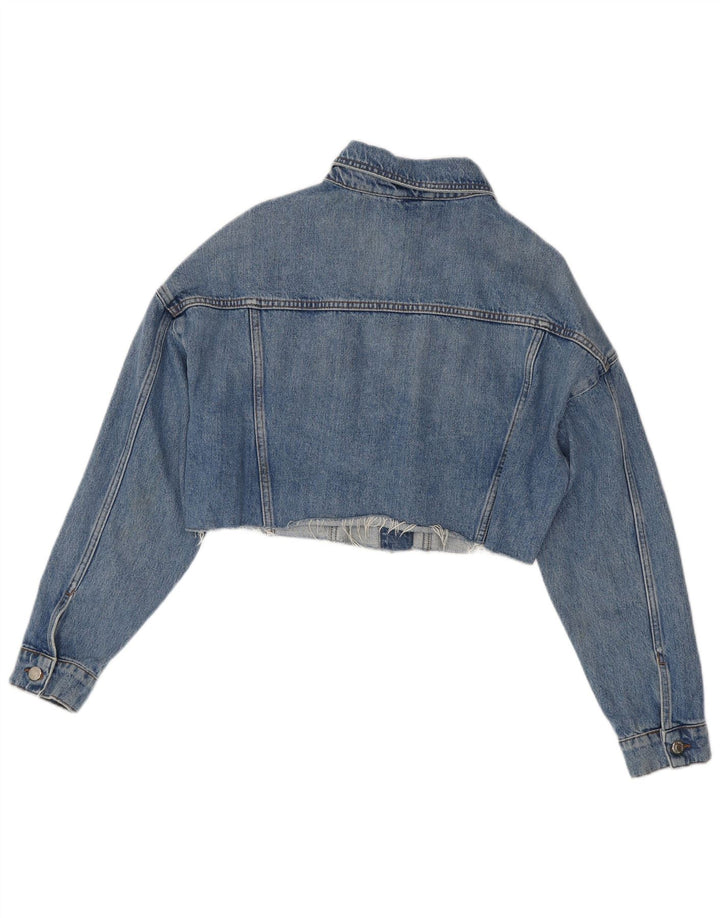 Topshop Γυναικείο Crop Oversized Τζιν μπουφάν UK 10 Small Blue Cotton