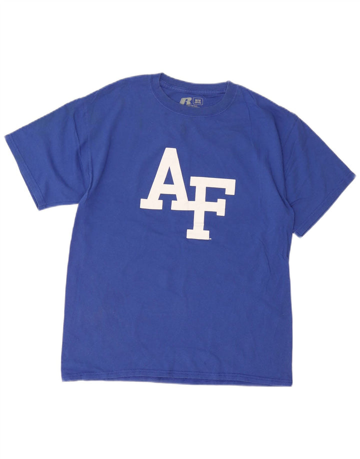 Ανδρικό γραφικό μπλουζάκι Russell Athletic Top από μεσαίο μπλε βαμβακερό