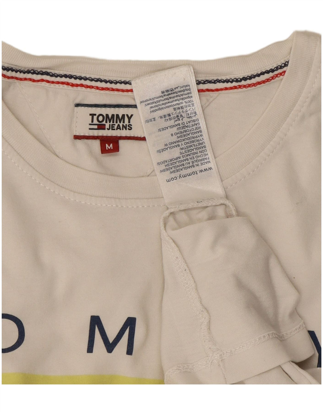 Γυναικείο γραφικό μπλουζάκι TOMMY HILFIGER Top UK 14 μεσαίο λευκό βαμβακερό