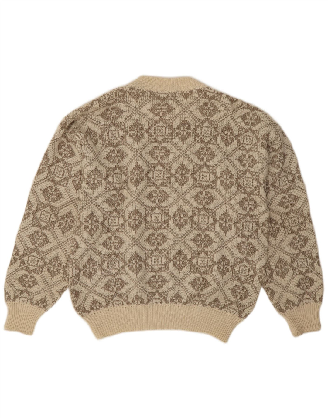 Ανδρικό πουλόβερ Ciao Crew Neck Jumper XL Μπεζ γεωμετρικό μαλλί