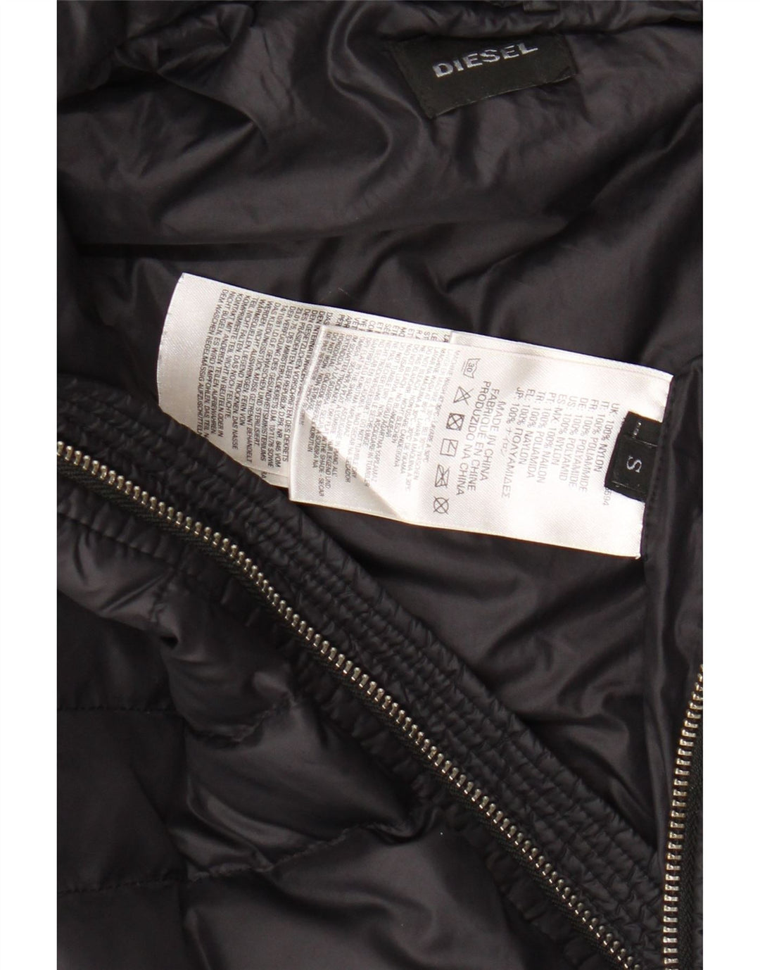 Ανδρικό μπουφάν DIESEL με κουκούλα με επένδυση UK 36 Small Black Nylon
