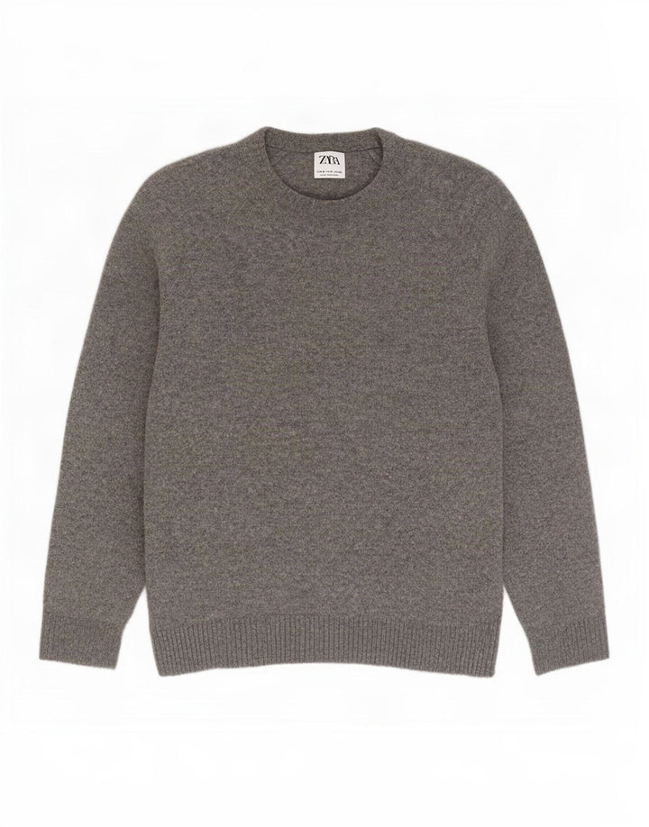 Ανδρικό πουλόβερ Zara Boat Neck Jumper Μικρό Γκρι Μαλλί