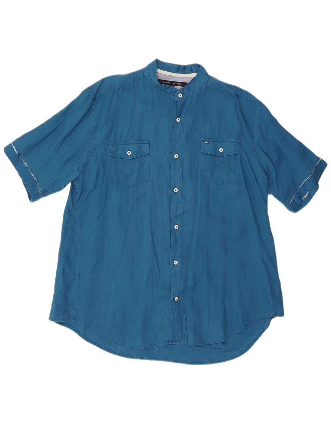 TOMMY HILFIGER Ανδρικό κοντομάνικο πουκάμισο με προσαρμοσμένη εφαρμογή XL μπλε