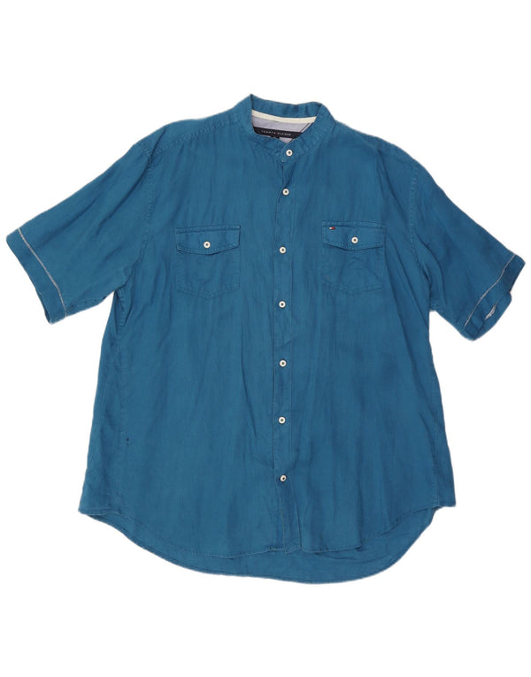 TOMMY HILFIGER Ανδρικό κοντομάνικο πουκάμισο με προσαρμοσμένη εφαρμογή XL μπλε