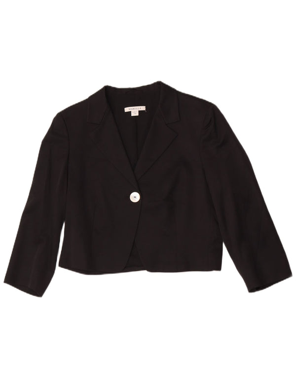 Marella Γυναικείο μανίκι 3/4 μπουφάν Bolero UK 14 μεγάλη μαύρη βισκόζη