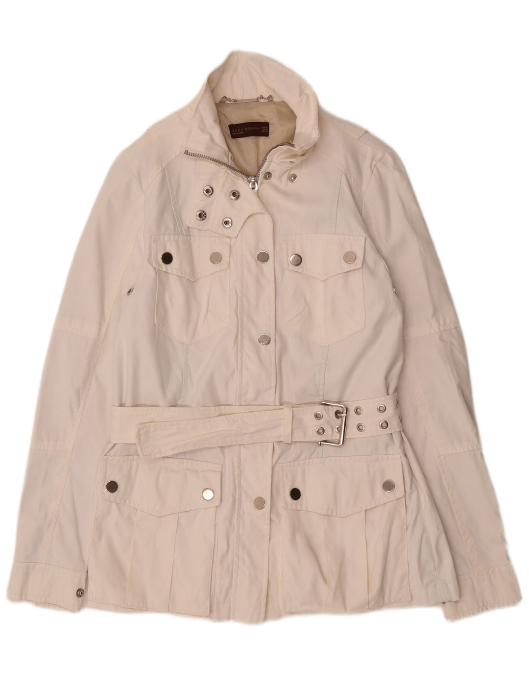Zara Γυναικείο Utility Jacket UK 12 Medium Off White Nylon