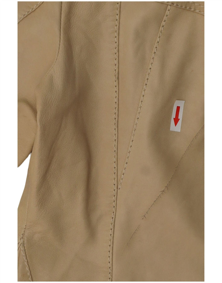 TRUSSARDI JEANS Γυναικείο Crop Δερμάτινο Μπουφάν IT 44 Medium Beige Leather