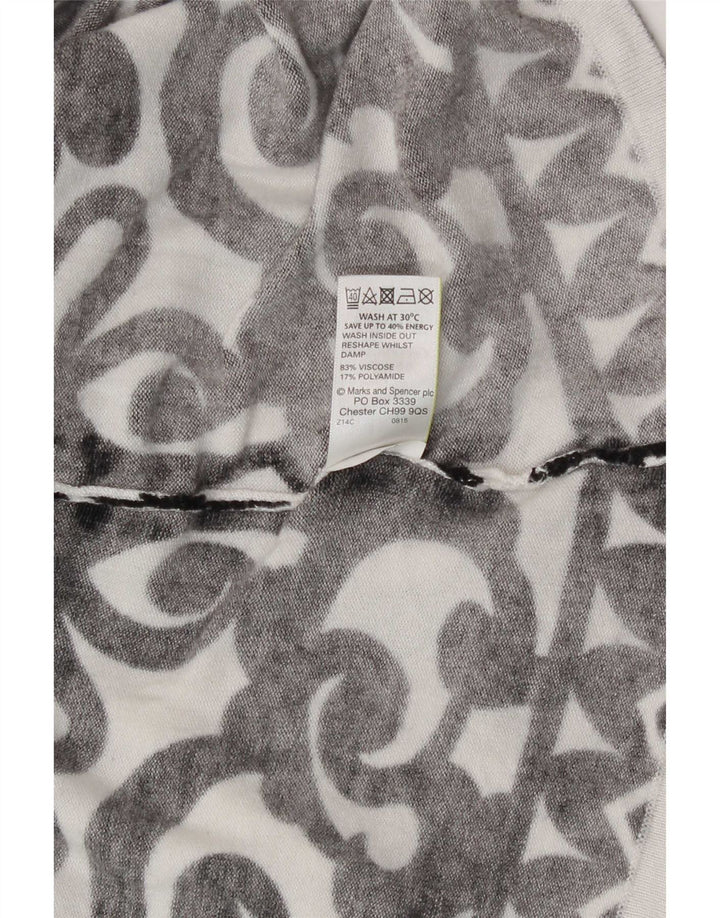 Marks & Spencer Γυναικεία μπλούζα μακρυμάνικη UK 16 μεγάλη λευκή βισκόζη Paisley