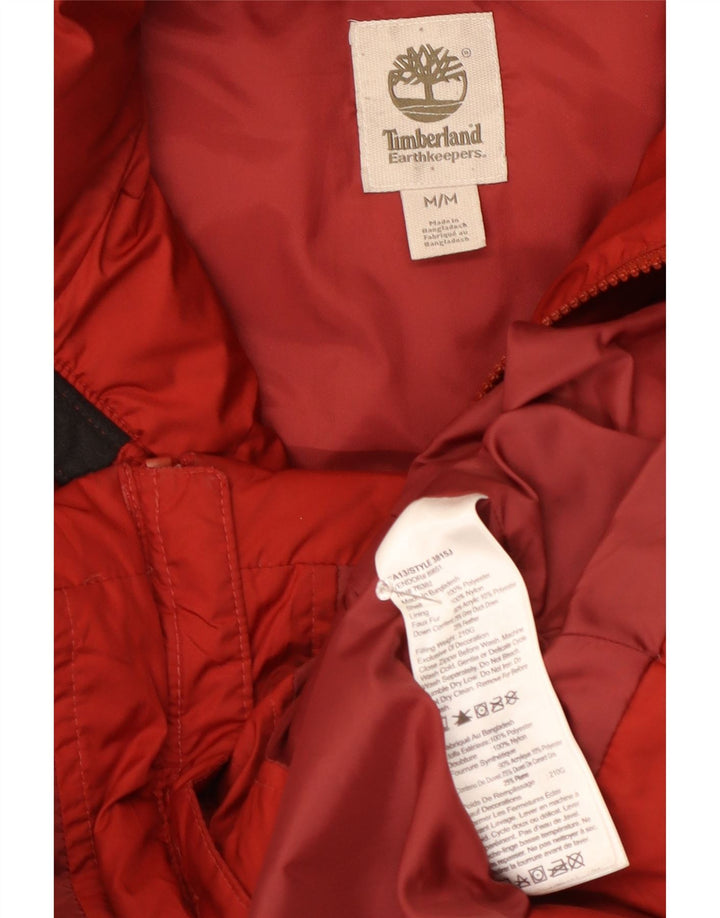 Timberland γυναικείο μπουφάν με κουκούλα με επένδυση UK 12 μεσαίο κόκκινο πολυεστέρας