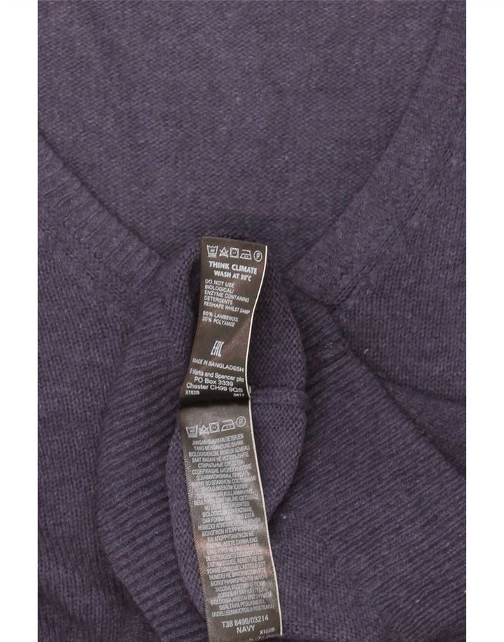 Marks & Spencer Γυναικείο πουλόβερ με λαιμόκοψη σε V UK 10 Small Navy Blue