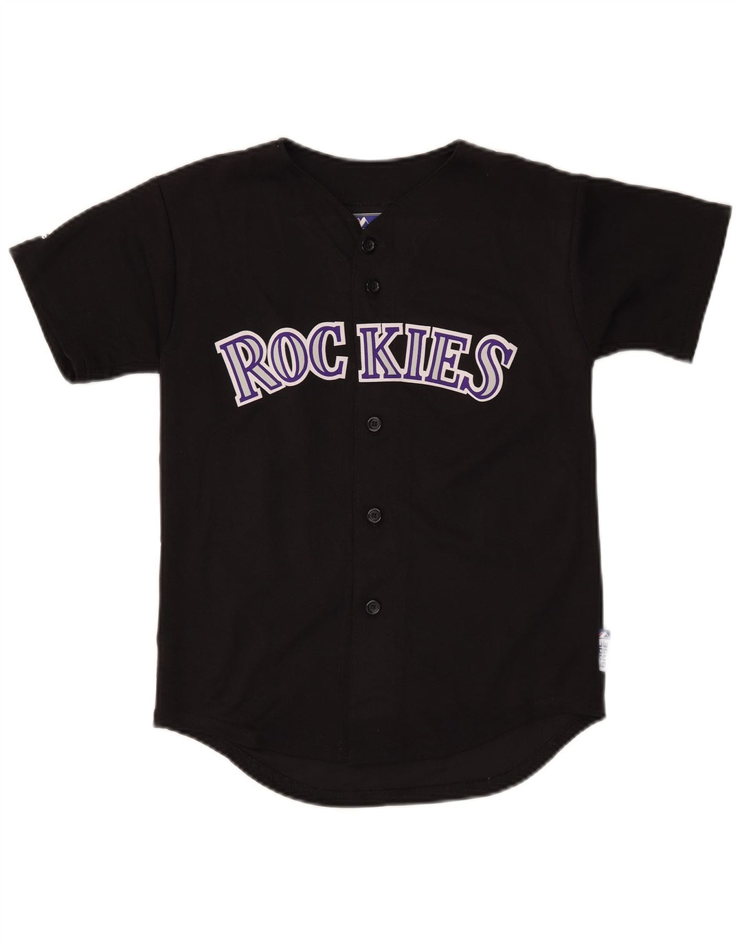MAJESTIC Boys Colorado Rockies Graphic Jersey Top 13-14 Years Medium Black