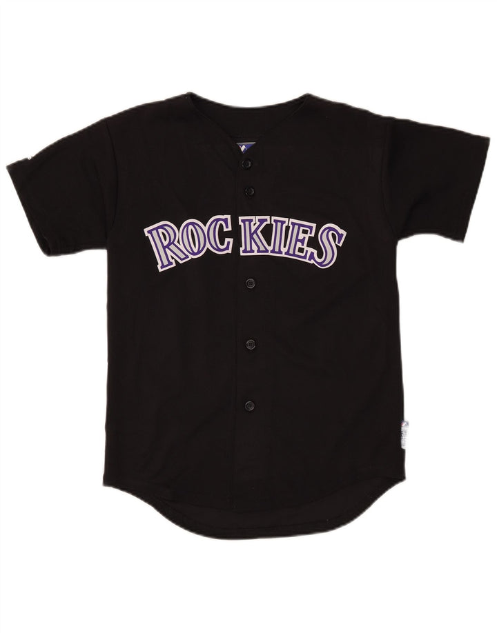 MAJESTIC Boys Colorado Rockies Graphic Jersey Top 13-14 Years Medium Black