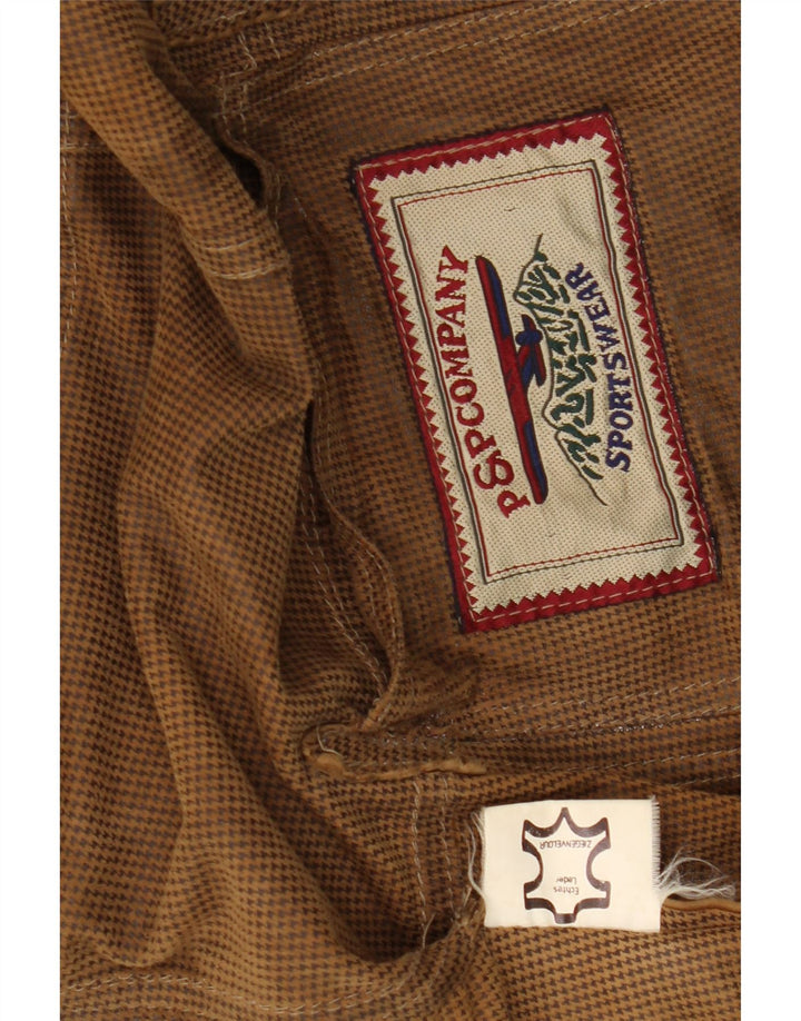 VINTAGE Ανδρικό Σουέντ Μπουφάν UK 42 XL Καφέ Δερμάτινο με 2 κουμπιά