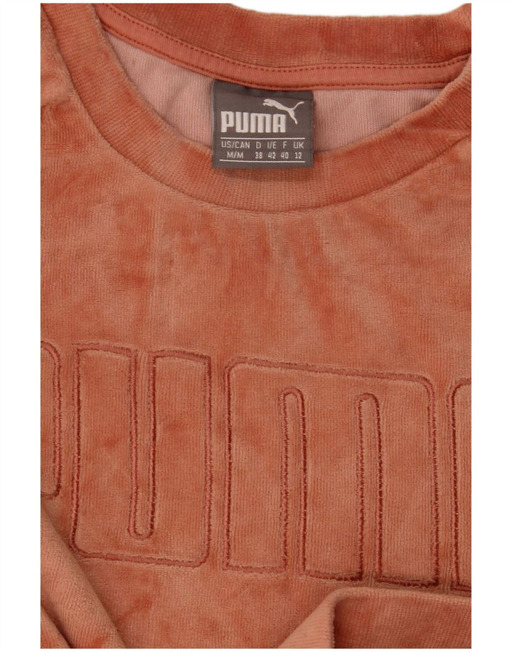 Γυναικείο βελούδινο γραφικό φούτερ Puma Jumper UK 12 Medium Orange