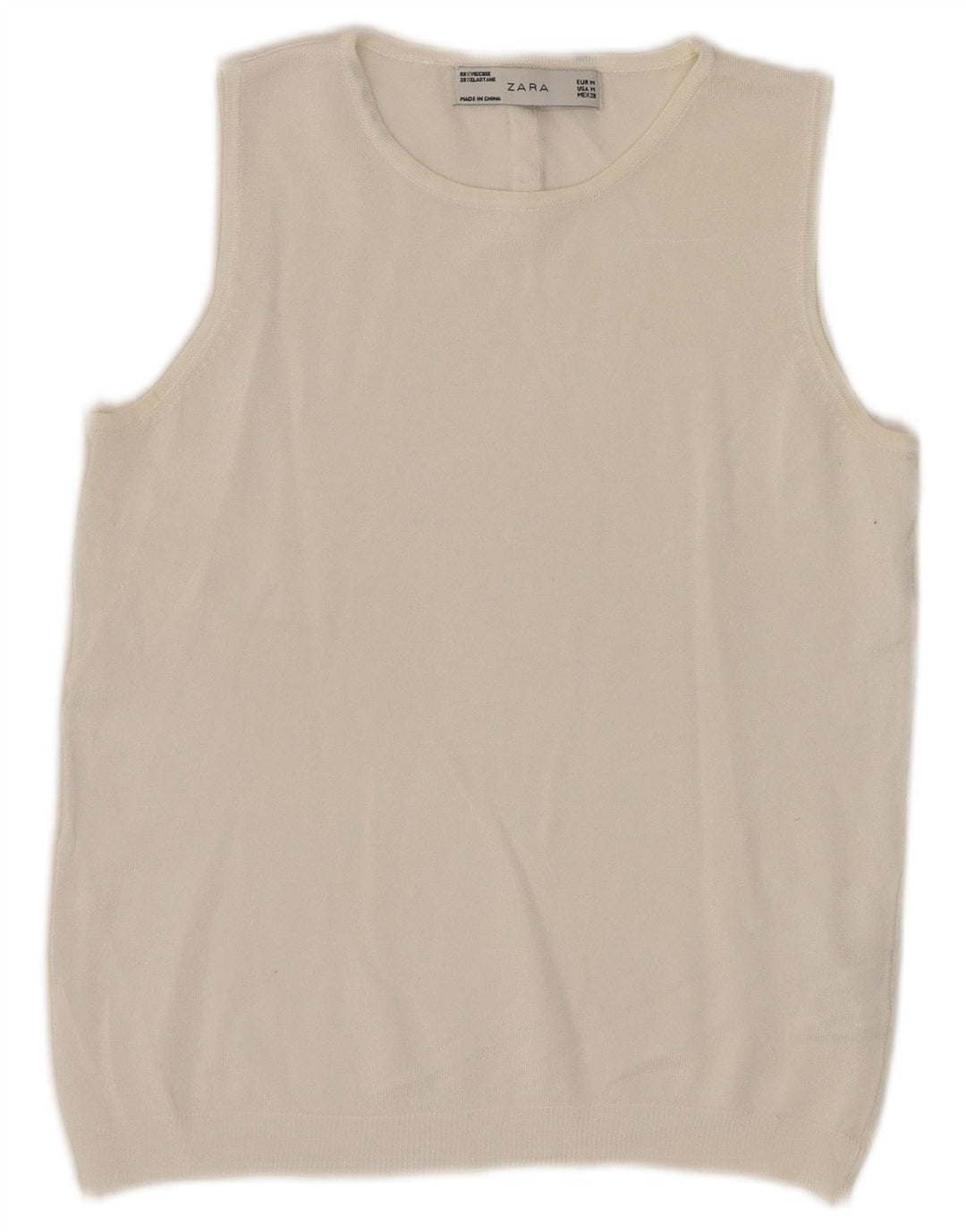 Zara Γυναικείο Crop Vest Top UK 12 Medium White Viscose