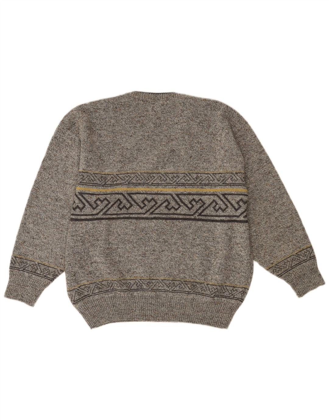 Ανδρικό πουλόβερ με λαιμόκοψη Vintage IT 52 μεγάλο γκρι γεωμετρικό μαλλί
