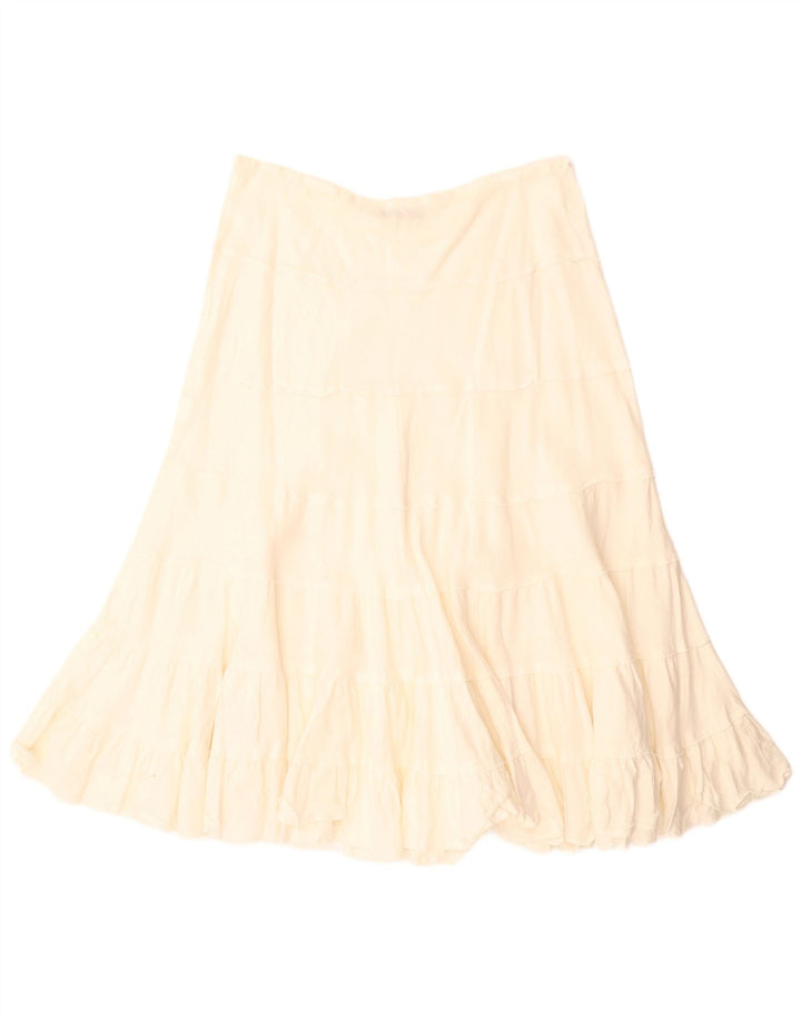 VINTAGE Γυναικεία Φούστα A-Line W34 Μεγάλο Μπεζ Λινό