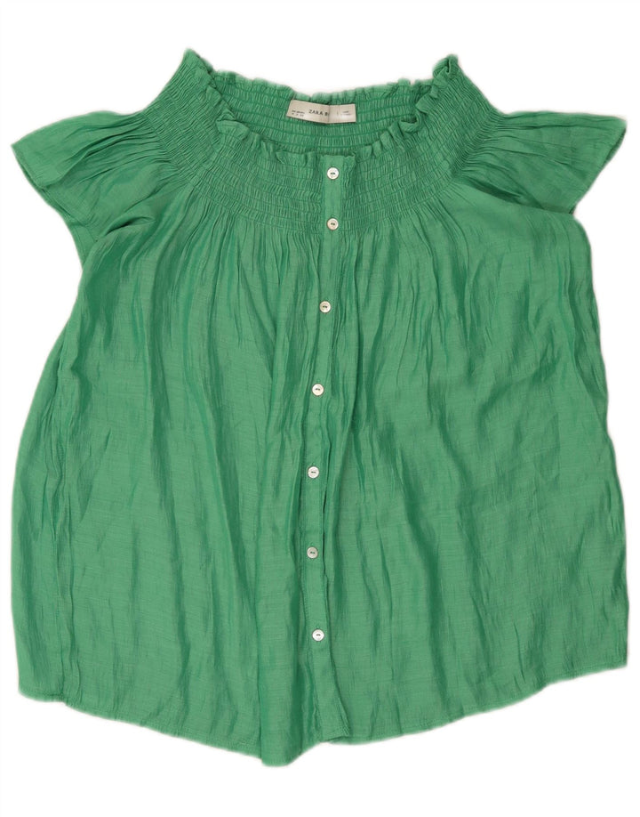 Zara Γυναικεία Μπλούζα Off Shoulder Top UK 14 Medium Green
