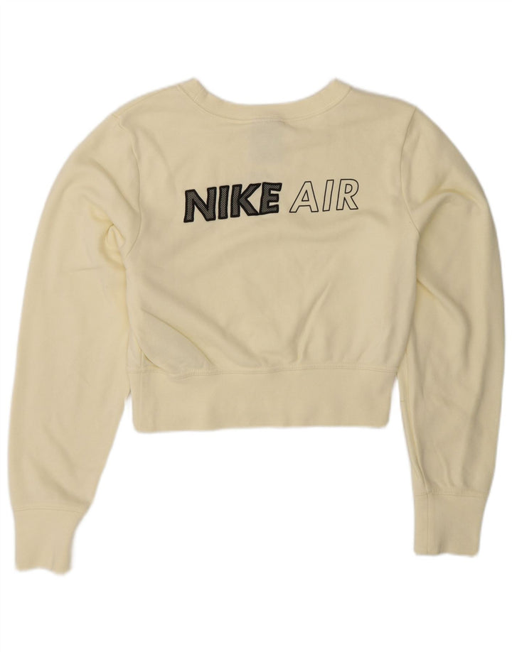 Γυναικείο γραφικό φούτερ NIKE Crop Jumper UK 10 Small Off White Βαμβακερό