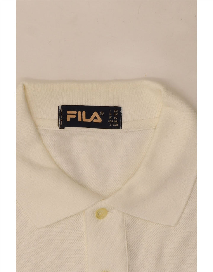 Fila Ανδρικό ψηλό πουκάμισο πόλο μεγάλο λευκό βαμβακερό