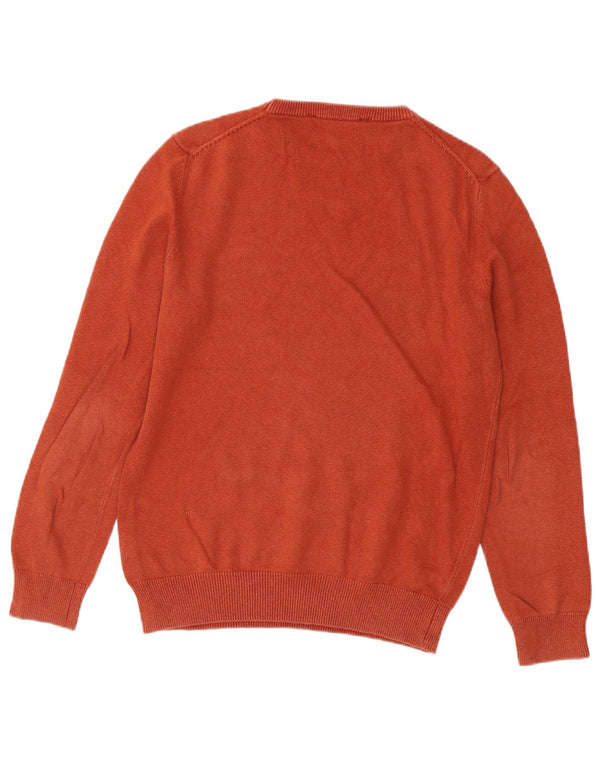 CREW CLOTHING Ανδρικό πουλόβερ με λαιμόκοψη, μικρό πορτοκαλί βαμβακερό