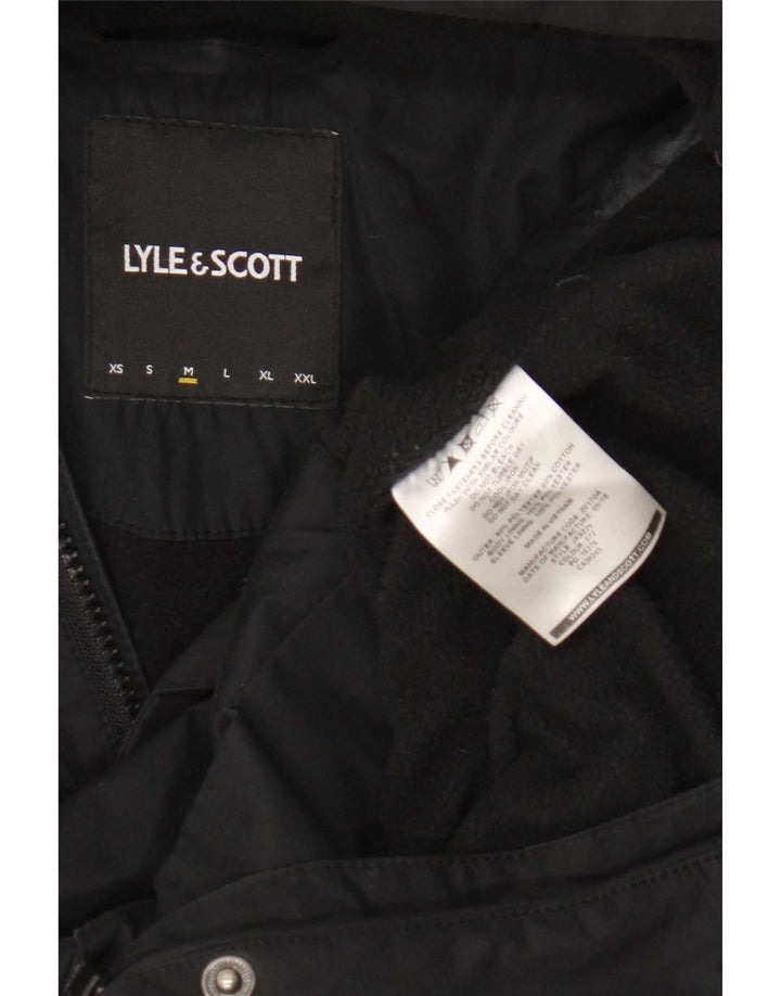 Ανδρικό μπουφάν με κουκούλα Lyle & Scott UK 38 μεσαίο μαύρο πολυεστέρα