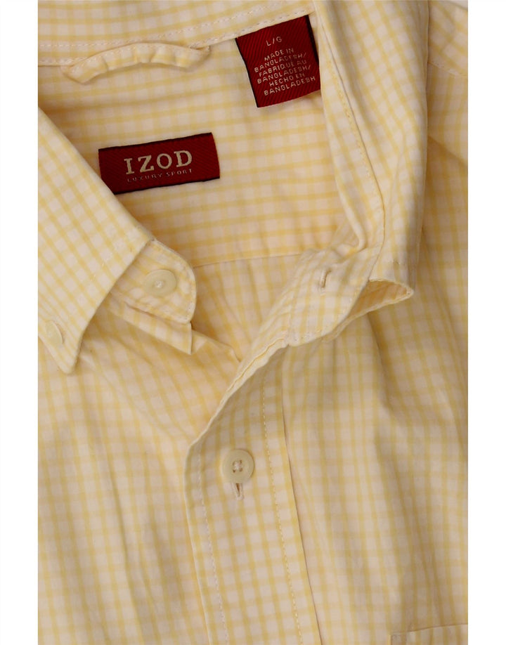 IZOD Mens Short Sleeve Shirt Large Beige Gingham Vintage Izod and Second-Hand Izod from Messina Hembry 