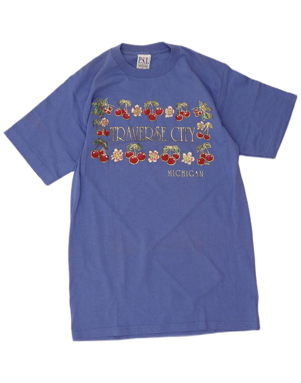 P.S.I. Sportswear Γυναικεία γραφικά T-Shirt Top UK 12 Medium Blue Novelty