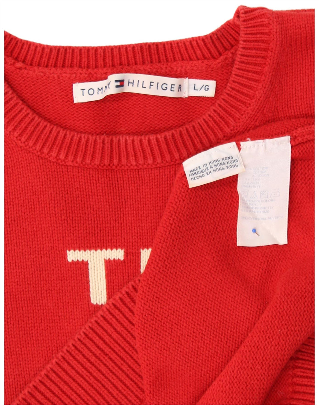 TOMMY HILFIGER Girls Boat Neck Jumper πουλόβερ 14-15 ετών μεγάλο κόκκινο