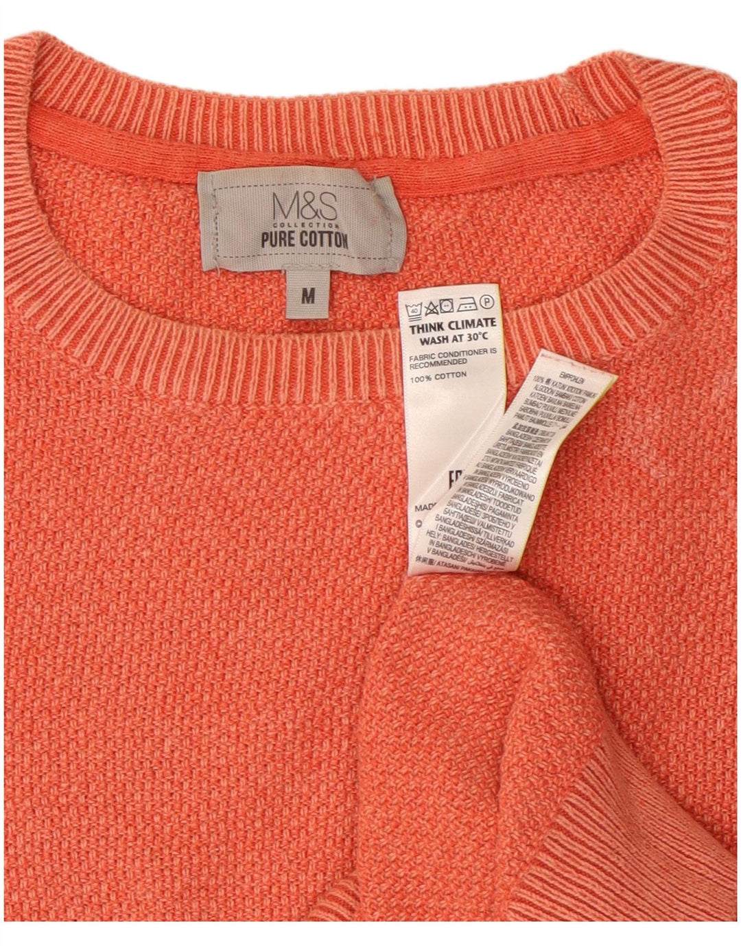 Marks & Spencer Ανδρικό πουλόβερ με λαιμόκοψη, μεσαίο πορτοκαλί βαμβακερό
