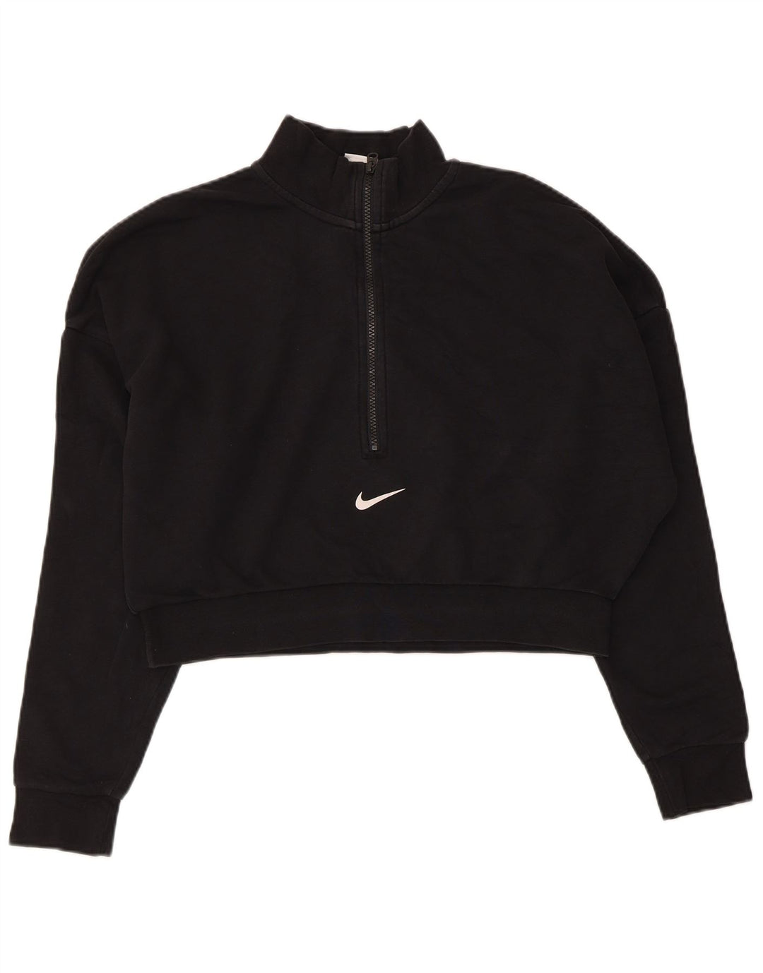 Γυναικείο φούτερ Nike Crop με φερμουάρ με λαιμόκοψη Jumper UK 16 μεγάλο μαύρο