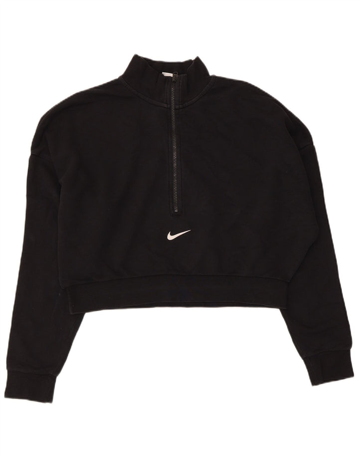 Γυναικείο φούτερ Nike Crop με φερμουάρ με λαιμόκοψη Jumper UK 16 μεγάλο μαύρο