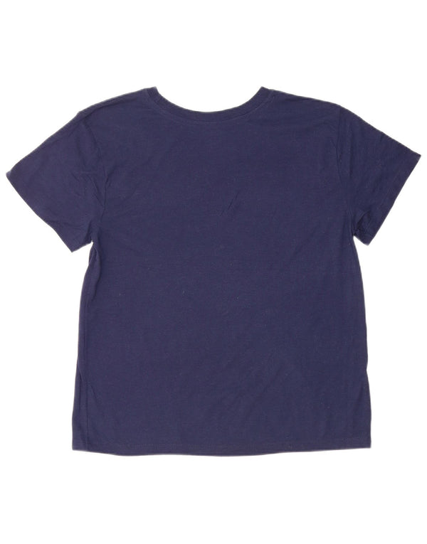 CHAMPION Γυναικείο Crop γραφικό T-shirt Top UK 14 Medium Navy Blue βαμβακερό