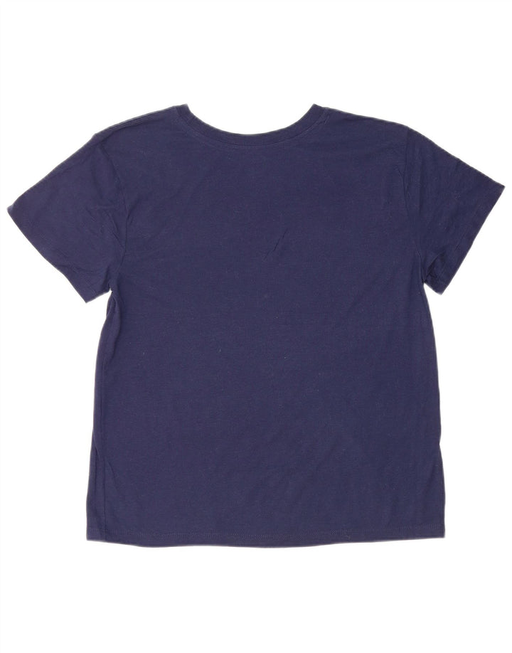 CHAMPION Γυναικείο Crop γραφικό T-shirt Top UK 14 Medium Navy Blue βαμβακερό