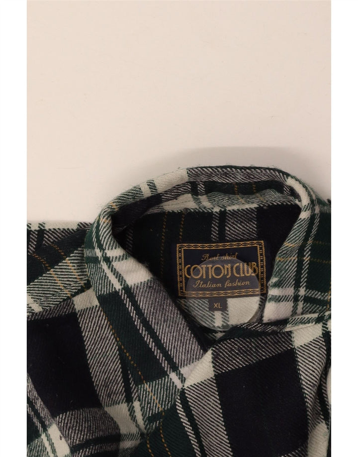 COTTON CLUB Mens Flannel Shirt XL Green Check