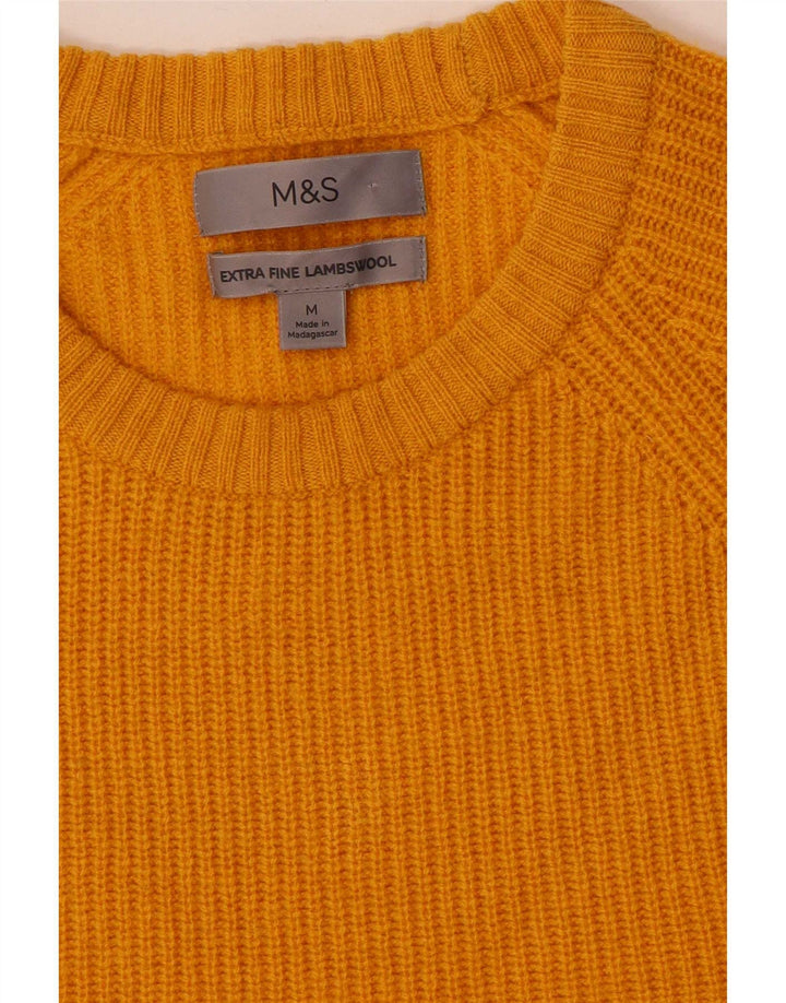 Marks & Spencer Ανδρικό πουλόβερ με λαιμόκοψη μεσαίου κίτρινου μαλλί αρνιού