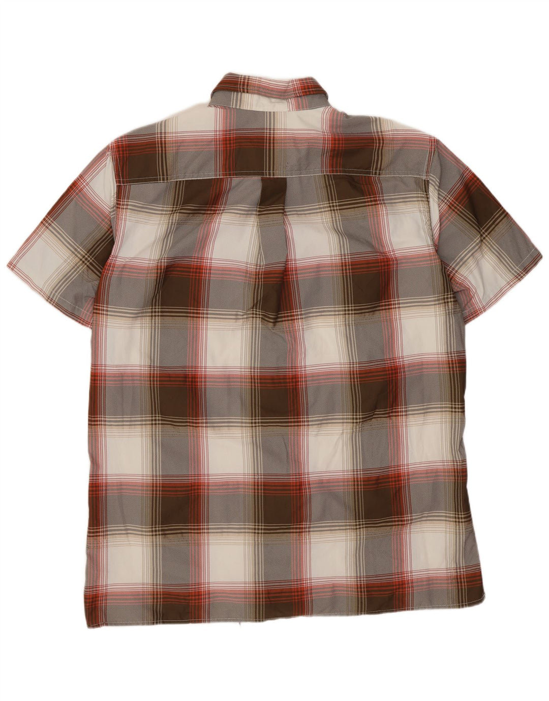 Ανδρικό κοντομάνικο πουκάμισο Eddie Bauer, μεσαίο γκρι, καρό πολυεστέρα