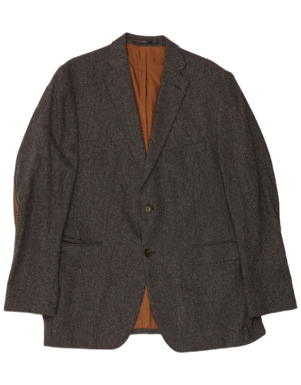 Vintage Ανδρικό τζάκετ με 2 κουμπιά σακάκι IT 56 3XL Γκρι μαλλί ψαροκόκαλο