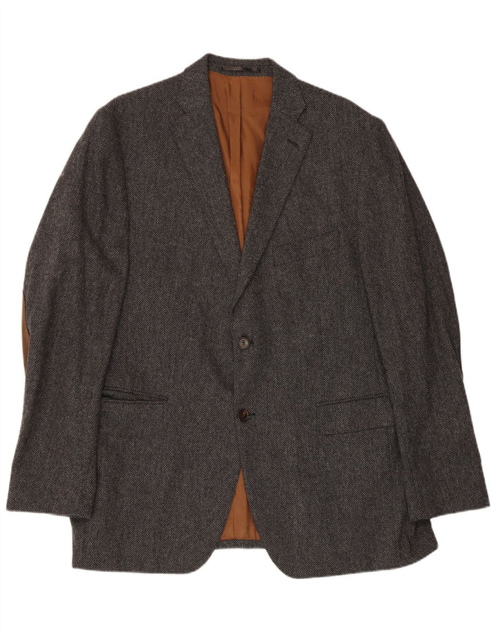 Vintage Ανδρικό τζάκετ με 2 κουμπιά σακάκι IT 56 3XL Γκρι μαλλί ψαροκόκαλο
