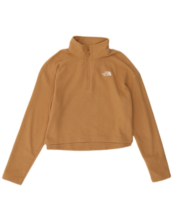 The North Face Womens Crop Zip Neck Fleece Jumper UK 18 XL Beige Polyester