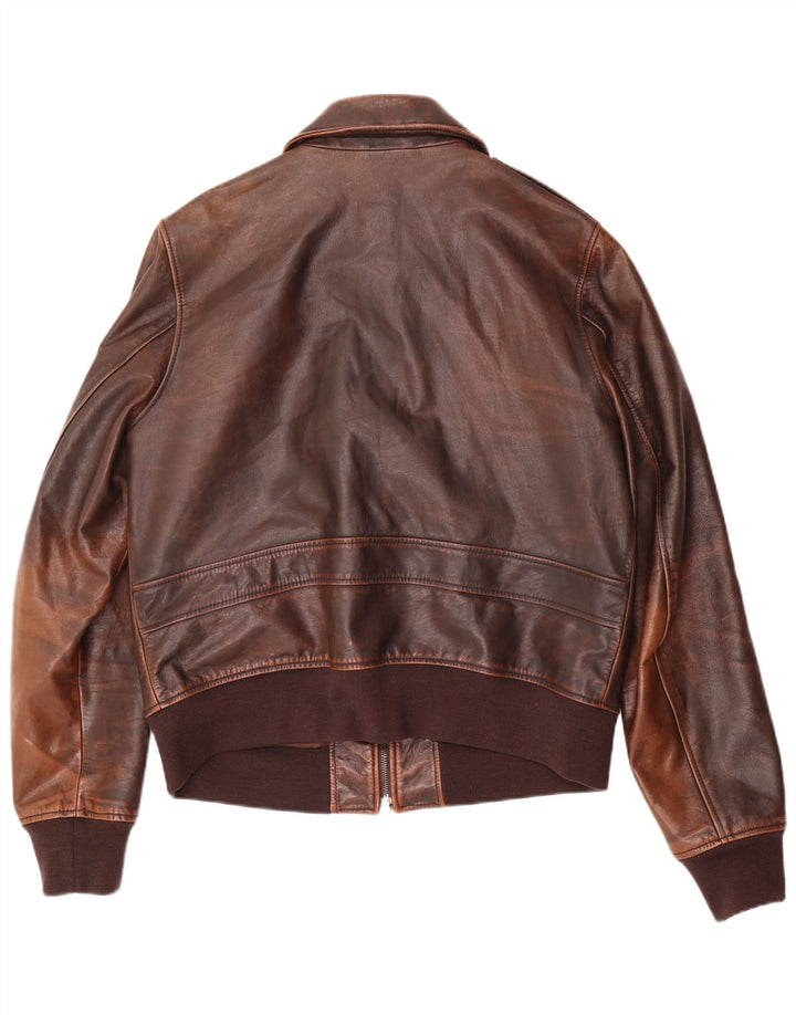 Vintage Ανδρικό Bomber Δερμάτινο Μπουφάν IT 52 Μεγάλο Καφέ