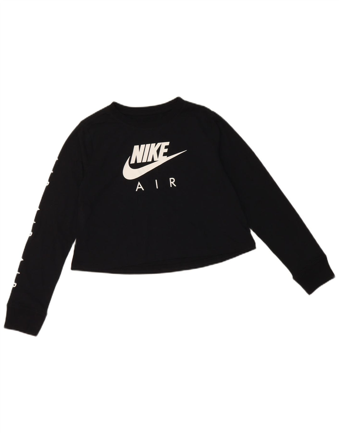 NIKE Girls Crop Graphic Top Μακρυμάνικο 10-11 ετών Μεσαίο μαύρο βαμβακερό