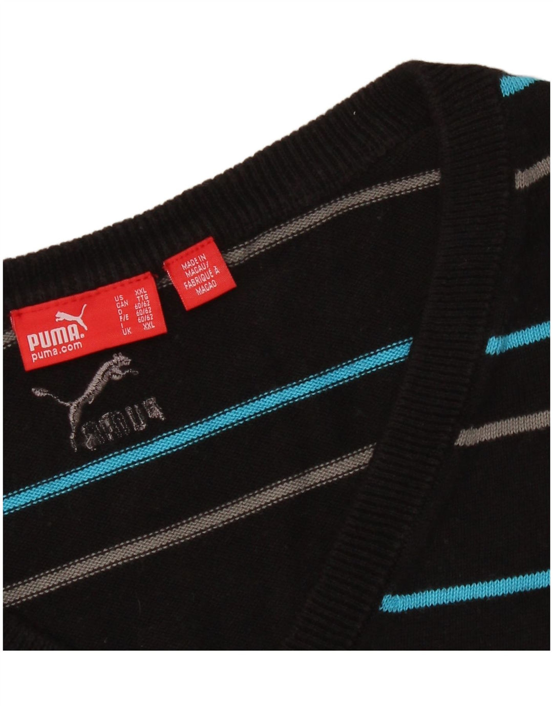 PUMA Mens Vest Tank Top 2XL Black Striped