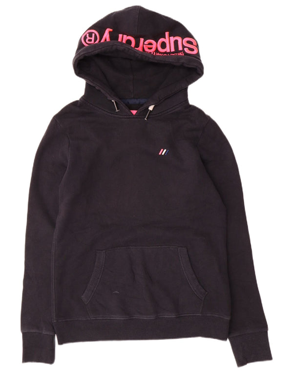 Γυναικείο γραφικό κουκούλα SUPERDRY UK 12 μεσαίο μπλε βαμβακερό