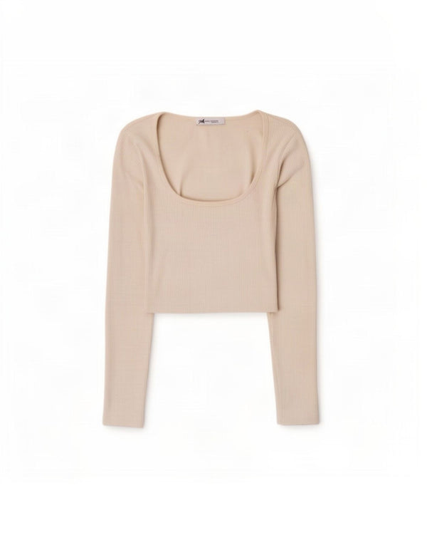 Zara Γυναικείο τοπ μακρυμάνικο UK 4 XS White Nylon