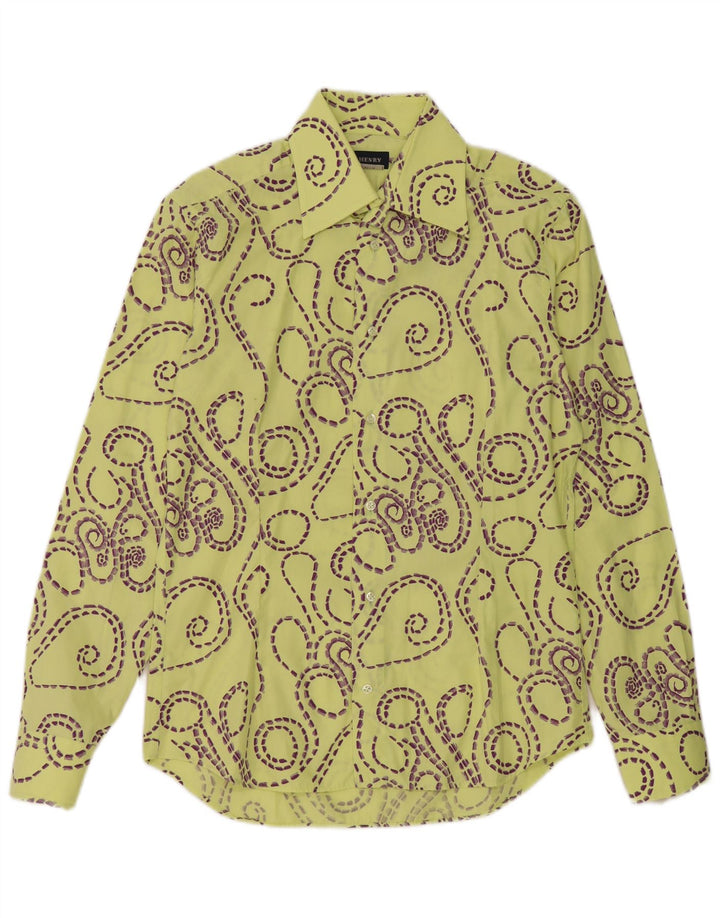 Vintage Ανδρικό Abstract Pattern Slim Fit Shirt Μέγεθος 39 15 1/2 Medium Yellow