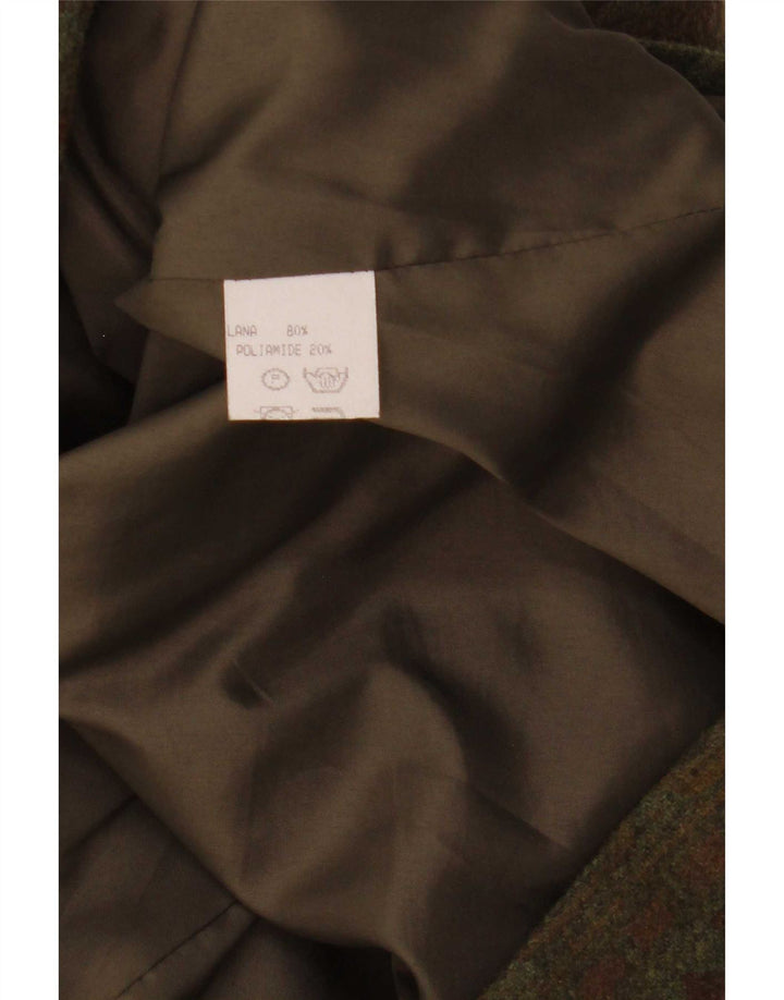 Vintage γυναικείο διπλό μπουφάν σακάκι UK 14 Medium Khaki Geometric